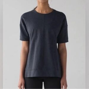 Lululemon Cut Above Tee black French cotton terry stretchy long length side slit